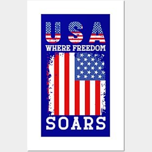 Patriotic USA Where Freedom Soars Flag Posters and Art